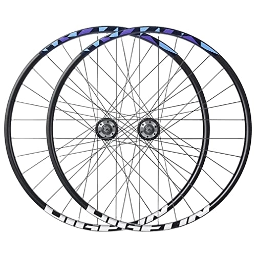 Mountain Bike Wheel : MTB Wheelset Disc Brake 27.5'' Mountain Bike Wheelset Bicycle Rim Quick Release Front Rear Wheels 32H Cassette Hub For 7 / 8 / 9 / 10 Speed (Color : Blue)
