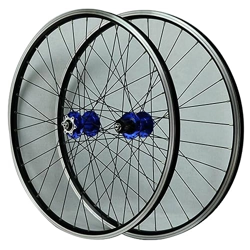 Mountain Bike Wheel : MYKINY 26 27.5 29 Inch Bicycle Front and Rear Wheel, Double Wall Rims Aluminum Alloy Mountain Bike Wheels Disc / V Brake Quick Release Rim Wheel (Color : Blue, Size : 29inch)
