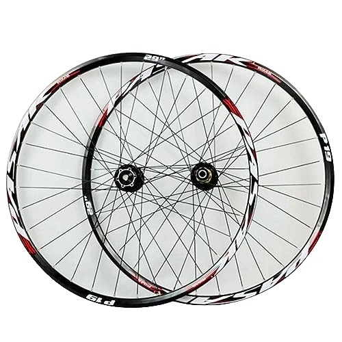 Mountain Bike Wheel : MYKINY 26 27.5 29in Disc Brake Mountain Bike Wheels, Double Wall Alloy Rims Quick Release / Thru-Axle Free Conversion 32 Holes Bike Hub Wheel (Color : Red, Size : 27.5inch)