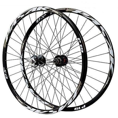 Mountain Bike Wheel : MYKINY Disc Brake Mountain Bike Wheels, 32 Holes Aluminum Alloy Bearings 4 Peilin Quick Release Front Wheel 9 * 100mm Rear Wheel 10 * 135mm Wheel (Color : Black yellow, Size : 27.5inch)