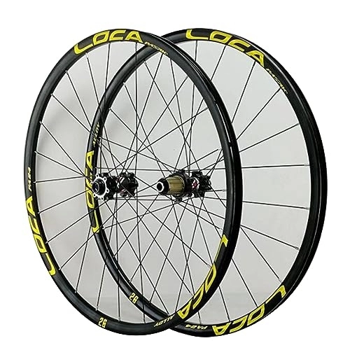 Mountain Bike Wheel : MYKINY Mountain Bike Disc Brake Wheelset 26 27.5 29in, Thru Axle Double Wall Alloy Rims Front 2 Rear 4 Bearings For 1.25-2.5in Tires Wheel (Color : Gold, Size : 27.5inch)