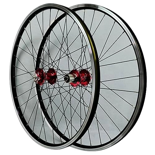 Mountain Bike Wheel : MYKINY Mountain Bike Disc Brake Wheelset, 32 Holes Front 2 Rear 4 Bearings Quick Release for 26 / 27.5 / 29 * 1.25-2.5in Tires Double Wall Rims Wheel (Color : Red, Size : 27.5inch)