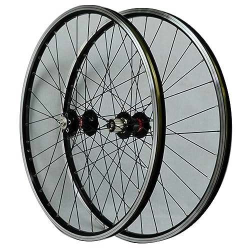 Mountain Bike Wheel : MYKINY Mountain Bike Wheel Set 26 / 27.5 / 29inch, 32 Holes Front 2 Rear 4 Bearings Disc / V Brake Quick Release Double Layer Aluminum Alloy Rim Wheel (Color : Black, Size : 26inch)