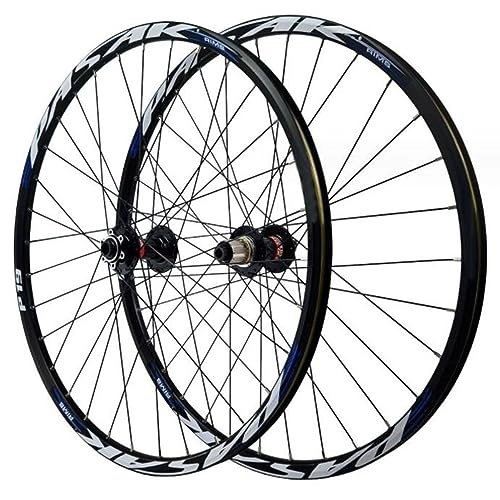 Mountain Bike Wheel : MYKINY Mountain Bike Wheels, Front 2 Rear 4 Bearings 26 / 27.5 / 29 Inch Aluminum Alloy Double-layer Rivet Rim 32H Thru-Axle Disc Brake Wheel Set Wheel (Color : Blue, Size : 29inch)
