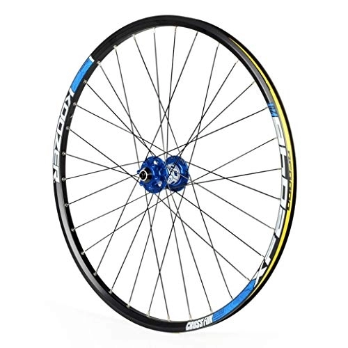 Mountain Bike Wheel : MZPWJD 26 / 27.5 Inch Bicycle Fron Wheel, Mountain Bike Wheelset Double Wall Alloy Rim QR Disc Brake 32H (Color : Blue, Size : 27.5inch)