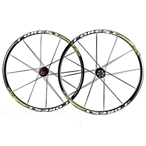 Mountain Bike Wheel : MZPWJD 26 27.5 Inch MTB Bike Disc Wheelset Double Wall MTB Rim 24 / 24H QR Compatible 7 8 9 10 11 Speed (Color : Yellow, Size : 26inch)