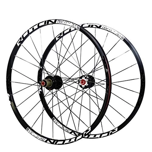 Mountain Bike Wheel : MZPWJD 26" 27.5" Mountain Bike Wheelset, Alloy Double Wall MTB Front and rear wheels hybrid Bicycle Quick Release 28H Disc Brake Rim 9 10 11 speed (Color : Black, Size : 26inch)