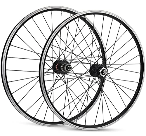 Mountain Bike Wheel : MZPWJD 26 In Mountain Bike Wheelset Disc / Rim Brake Wheels Mtb Bike Rim Bicycle Accessories 7 8 9 10 11 Speed Cassette Sealed Bearing Qr 32 Spokes For 1.75-2.30 Tires (Color : Black, Size : 26")