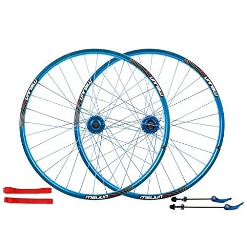 Mountain Bike Wheel : MZPWJD 26 Inch Mountain Bike Wheelset, Cycling Wheels Alloy Double Wall Rim Disc Brake Quick Release Sealed Bearings 7 8 9 10 Speed 32H (Color : Blue, Size : 26inch)