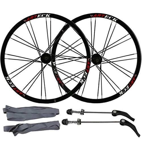 Mountain Bike Wheel : MZPWJD 26inch Mountain Bike Wheelset, MTB Double Wall Rim Disc Brake 7 / 8 / 9 / 10 Speed Sealed Bearings Hub 24H (Color : Black, Size : 26inch)
