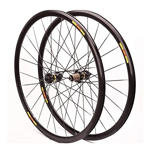 Mountain Bike Wheel : MZPWJD 700C Bike Wheelset Bicycle Rims 30mm MTB Road Cycling Wheels Disc / V-Brake QR Cassette Hubs 7-11 Speed (Color : Black, Size : 700c)