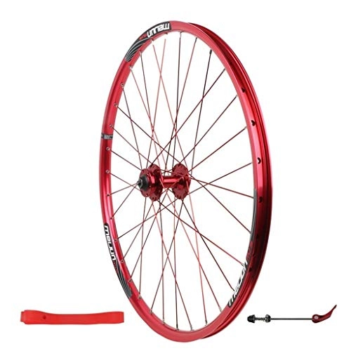 Mountain Bike Wheel : MZPWJD Bicycle Front Wheel 26 Inch MTB Bike Double Wall Alloy Rim Quick Release Disc Brake 951g 32 Hole (Color : Red)