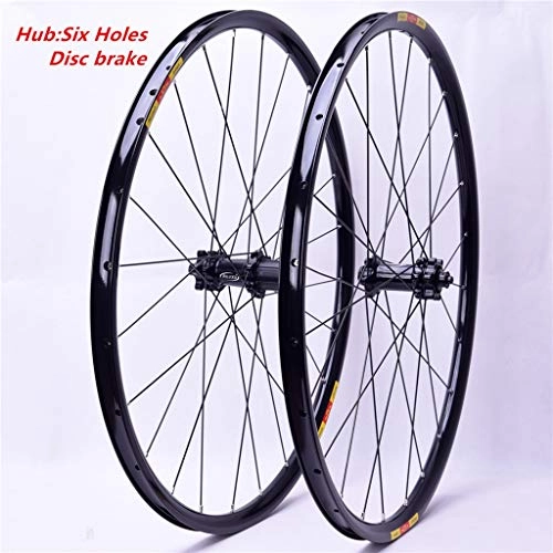Mountain Bike Wheel : MZPWJD Bicycle Wheel 26 / 27.5 / 29 In MTB Bike Wheel Set Aluminum Alloy Double Walled Rim Bucket Shaft 6 Palin Card Flywheel Disc Brake 7-11 Speed 1470g Black (Size : 29inch)