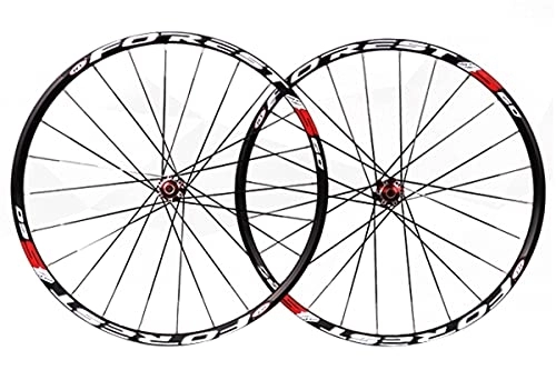 Mountain Bike Wheel : MZPWJD Bicycle Wheel 26 27.5 In MTB Bike Wheel Set Double Wall Alloy Rim Carbon Hub First 2 Rear 5 Palin Quick Release Disc Brake 7 8 9 10 11 Speed Cassette (Color : Red hub, Size : 27.5inch)