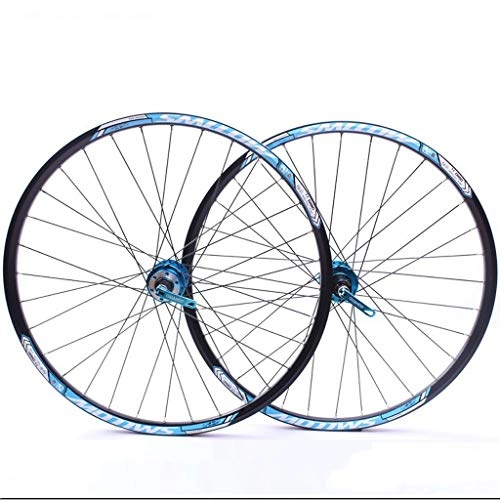 Mountain Bike Wheel : MZPWJD Bicycle Wheel 26 Inch MTB Bike Wheelset Disc Brake Double Wall Rims QR Ball Bearing For Cassette Hub 8-11 Speed (Color : Blue)