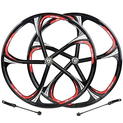 Mountain Bike Wheel : MZPWJD Bike Front Wheel Rear Wheel 26 inch MTB wheelset Magnesium alloy Rim Rotary hub Quick Release Disc Brake 8 9 10 Speed (Color : Black, Size : 26inch)