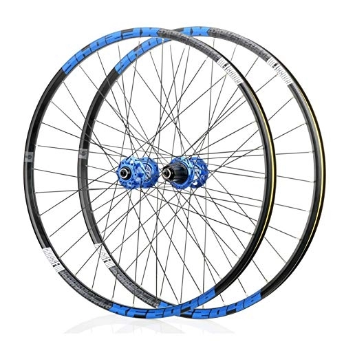Mountain Bike Wheel : MZPWJD Bike Wheel 26 27.5 29 Inch Bicycle Wheelset MTB Double Wall Alloy Rim 18.5mm QR Disc Brake Front And Rear 8 9 10 11 Speed (Color : Blue, Size : 26er)