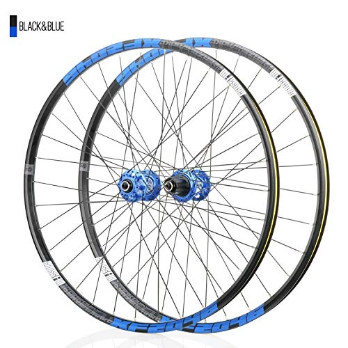 Mountain Bike Wheel : MZPWJD Bike Wheel 26 27.5 29 Inch Bicycle Wheelset MTB Double Wall Alloy Rim 18.5mm QR Disc Brake Front And Rear 8 9 10 11 Speed (Color : Blue, Size : 29er)