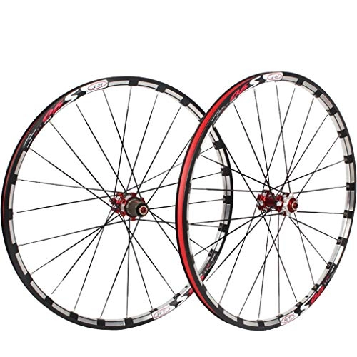 Mountain Bike Wheel : MZPWJD Bike Wheel 26 27.5 Inch Bicycle Wheelset MTB Milling Trilateral Double Wall Alloy Rim Carbon Hub QR Disc Brake Front And Rear 7-11 Speed 24H (Color : Silver, Size : 26inch)