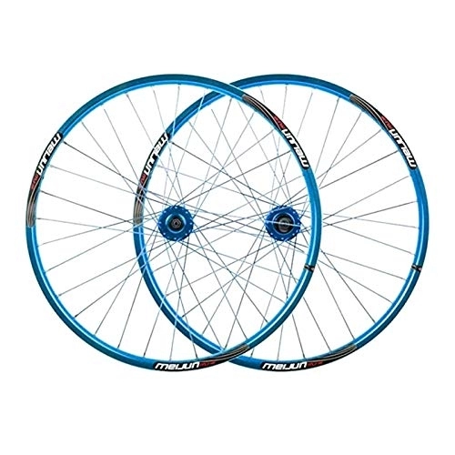 Mountain Bike Wheel : MZPWJD Bike Wheel 26" Mountain Bike Wheelset MTB Disc Brake Bicycle For 7 8 9 10 Speed Cassette Double Wall Rim 32 Spoke (Color : Blue)