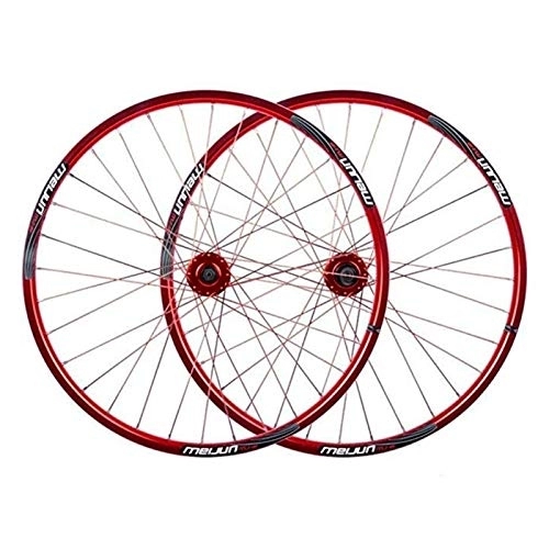 Mountain Bike Wheel : MZPWJD Bike Wheel 26" Mountain Bike Wheelset MTB Disc Brake Bicycle For 7 8 9 10 Speed Cassette Double Wall Rim 32 Spoke (Color : Red)