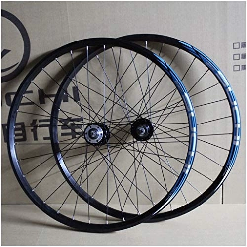 Mountain Bike Wheel : MZPWJD Bike Wheelset 27.5 Inch Double Wall MTB Rim Disc Brake QR For 8-10 Speed Cassette Flywheel Bicycle Wheels 32 Holes (Color : Blue, Size : 27.5in)