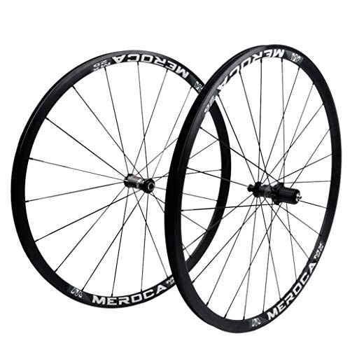 Mountain Bike Wheel : MZPWJD CX Road Bike Wheelset 700C V Brake Bicycle Wheel Double Wall Alloy Rim 25mm Sealed Bearing QR For Cassette Flywheel 7-11 Speed 1805g (Color : Black)