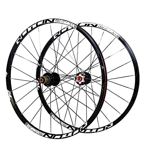 Mountain Bike Wheel : MZPWJD Cycling Wheels 26 / 27.5 inch MTB bike Double Wall wheel set 9 10 11 Speed Cassette Freewheel Sealed Bearings Hub 24H (Color : Black)