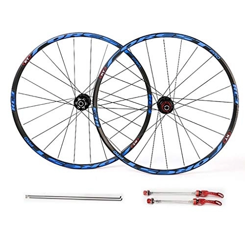 Mountain Bike Wheel : MZPWJD Cycling Wheels 26" 27.5" MTB Bike Wheel Set Double Wall Rim Set 7 8 9 10 11 speed Freewheel Sealed Bearings Hub (Color : Blue, Size : 27.5inch)