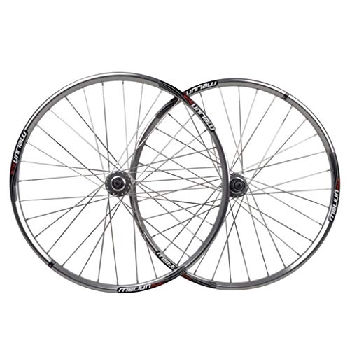 Mountain Bike Wheel : MZPWJD Cycling Wheels Bicycle Wheelset 26" For Mountain Bike Silver Double Wall Alloy Rim Disc Brake 7-10 Speed Card Hub QR 24H