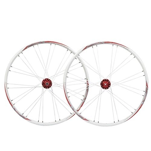 Mountain Bike Wheel : MZPWJD Cycling Wheels Bicycle Wheelset 26 Inch 11 Speed MTB Cycling Wheel Rims 559 Disc Brake Bike Wheel Sealed Bearing Hub QR (Color : Red White)
