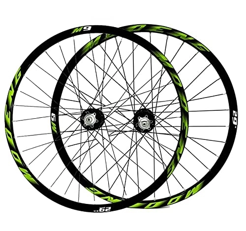Mountain Bike Wheel : MZPWJD Cycling Wheels MTB 26 27.5 29 Inch Bicycle Wheelset Bike Wheels For 8 9 10 Speed Cassette Flywheel Cycling Wheel Double Wall Rims 32H QR Disc Brake (Color : Green, Size : 27.5in)