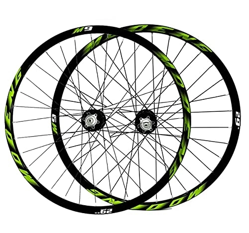 Mountain Bike Wheel : MZPWJD Cycling Wheels Wheelset 26" / 27.5" / 29" For Mountain Bike Disc Brake MTB Bicycle Double Wall Rims 8-10 Speed Quick Release 32H (Color : Green, Size : 26")