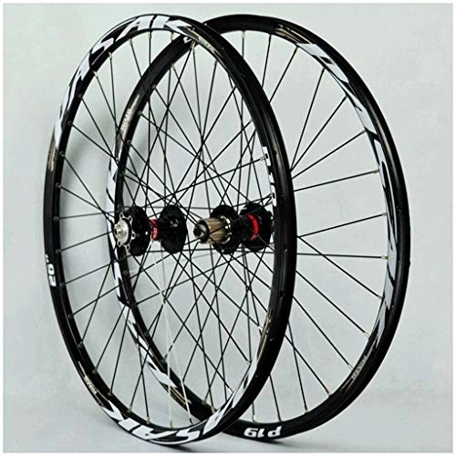 Mountain Bike Wheel : MZPWJD Mountain Bike Wheel 26 / 27.5 / 29 Inch Bike Wheel Set Double Wall Rims Cassette Flywheel Sealed Bearing Disc Brake QR 7-11 Speed (Color : Black, Size : 26in)