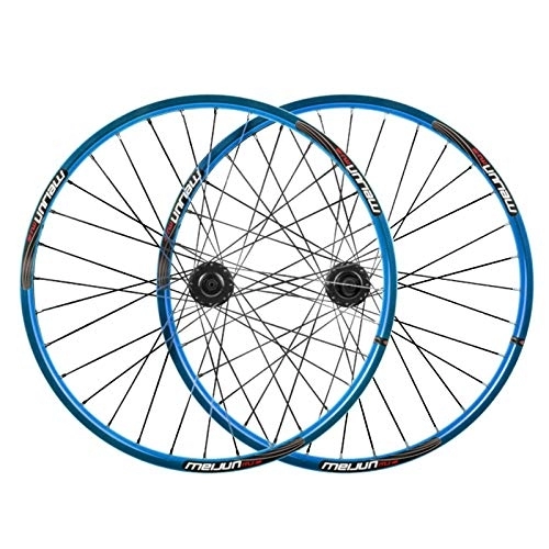 Mountain Bike Wheel : MZPWJD Mountain Bike Wheel Set 26 Inch Double Wall Rims Sealed Bearing Hub Disc Brake QR For 7 / 8 / 9 / 10 Speed Cassette Flywheel MTB Bicycle Wheel 32 Spoke (Color : Blue, Size : 26inch)