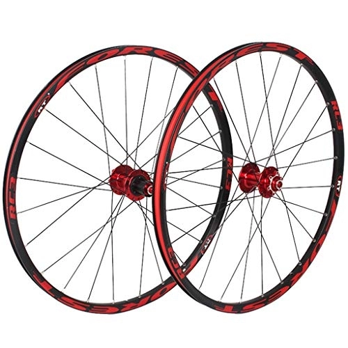Mountain Bike Wheel : MZPWJD Mountain Bike Wheelset 26 27.5 In Bicycle Wheel MTB Double Layer Rim 7 Sealed Bearing 11 Speed Cassette Hub Disc Brake QR 24 Holes 1850g (Color : Red, Size : 27.5inch)