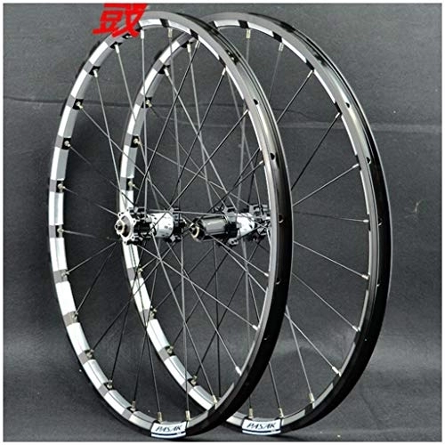 Mountain Bike Wheel : MZPWJD Mountain Bike Wheelset 26 / 27.5 Inch CNC Double Wall Alloy Rim MTB Bicycle Wheels Cassette Hub QR Disc Brake 24 Hole 7-11 Speed (Color : G, Size : 26inch)