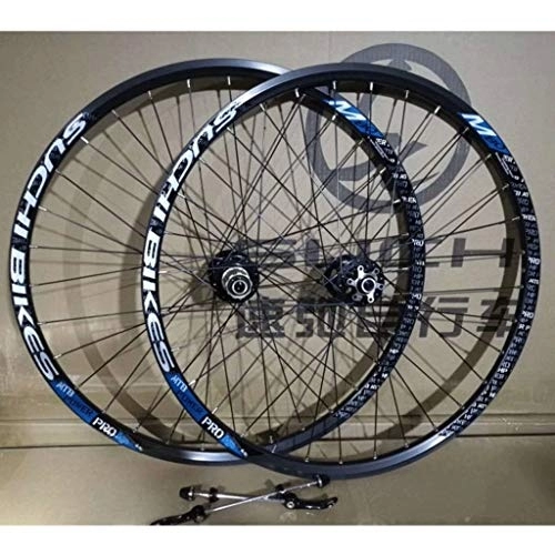 Mountain Bike Wheel : MZPWJD MTB 27.5 Inch Bike Wheelset Double Wall Rim Sealed Bearing Disc Brake QR For 8-10 Speed Cassette Flywheel Bicycle Wheel 28 Holes (Color : Blue)