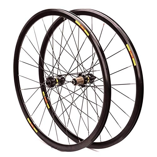 Mountain Bike Wheel : MZPWJD MTB 700C Bike Rims 30mm Bicycle Wheelset Road Cycling Wheels Disc / V-Brake QR Wheel 24 Hole Sealed Bearing Hub Cassette 7-11 Speed (Color : Black, Size : 700c)