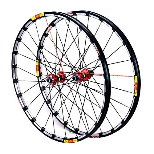 Mountain Bike Wheel : MZPWJD MTB Bicycle Rim 26 27.5 29 In Racing Road Bike Wheelset Disc Brake Wheels 7-11 Speed Cassette Carbon Fiber Hubs Sealed Bearings 24 Hole (Color : Red hub, Size : 29inch)