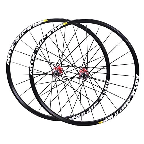 Mountain Bike Wheel : MZPWJD MTB Bicycle Wheel 26" 27.5" 29in Disc Brake Carbon Hub Mountain Bike Sealing Bearing Wheelset For CROSSRIDE (Color : Red hub, Size : 26inch)