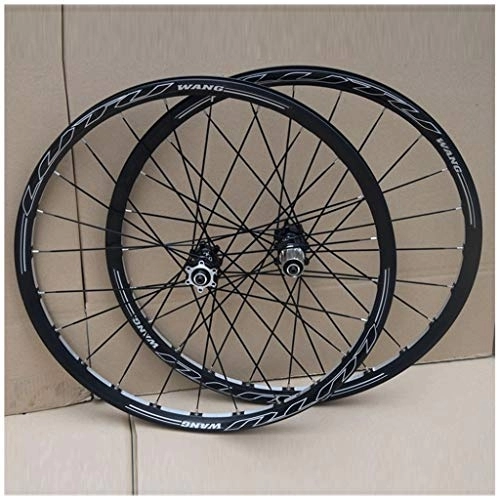 Mountain Bike Wheel : MZPWJD MTB Bicycle Wheel 26 Inch Disc Brake Double Wall Rims Bike Wheelset QR Sealed Bearing 24H For Cassette Hub 8-11 Speed (Color : Black hub)