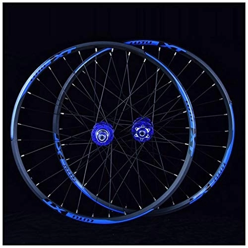 Mountain Bike Wheel : MZPWJD MTB Bicycle Wheelset 26 27.5 29 In Mountain Bike Wheel Double Layer Alloy Rim Sealed Bearing 7-11 Speed Cassette Hub Disc Brake 1100g QR 24H (Color : Blue, Size : 27.5inch)