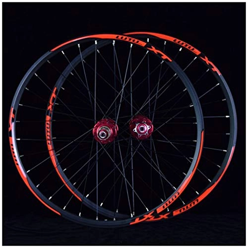 Mountain Bike Wheel : MZPWJD MTB Bicycle Wheelset 26 27.5 29 In Mountain Bike Wheel Double Layer Alloy Rim Sealed Bearing 7-11 Speed Cassette Hub Disc Brake 1100g QR 24H (Color : Red, Size : 27.5inch)