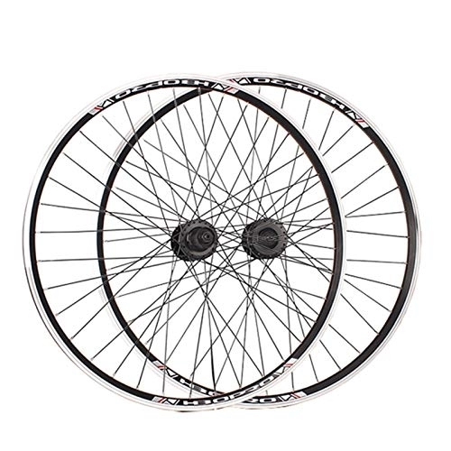 Mountain Bike Wheel : MZPWJD MTB Bicycle Wheelset 26 Inch Bike Wheels Fro 7-10 Speed Cassette Cycling Rim V Brake QR Sealed Bearings (Color : Black)