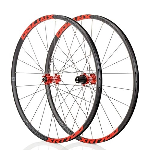 Mountain Bike Wheel : MZPWJD MTB Bike Wheel Set 26" 27.5" Double Wall Alloy Rim QR 8-11 Speed Cassette Hub 6 Sealed Bearing 24H For Tub Less Tires Bicycle (Color : Red, Size : 26")