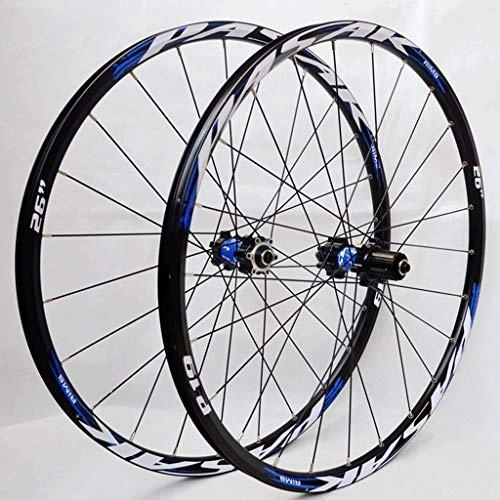 Mountain Bike Wheel : MZPWJD MTB Bike Wheel Set 26 / 27.5 Inch Mountain Bike Wheels Double Wall Rims Cassette Hub Sealed Bearing Disc Brake QR 7-11 Speed 1850g (Color : Blue, Size : 27.5)