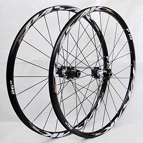 Mountain Bike Wheel : MZPWJD MTB Bike Wheel Set 26 / 27.5 Inch Mountain Bike Wheels Double Wall Rims Cassette Hub Sealed Bearing Disc Brake QR 7-11 Speed 1850g (Color : Gold, Size : 26in)