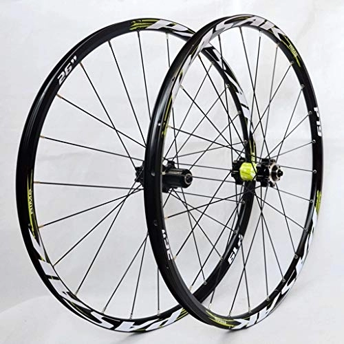 Mountain Bike Wheel : MZPWJD MTB Bike Wheel Set 26 / 27.5 Inch Mountain Bike Wheels Double Wall Rims Cassette Hub Sealed Bearing Disc Brake QR 7-11 Speed 1850g (Color : Green, Size : 27.5)
