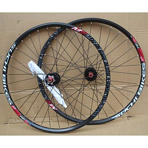 Mountain Bike Wheel : MZPWJD MTB Bike Wheel Set 26 Inch Double Wall Rim Sealed Bearing Disc Brake QR For 8-10 Speed Cassette Flywheel Bicycle Wheels 24H (Color : Red, Size : 26in)